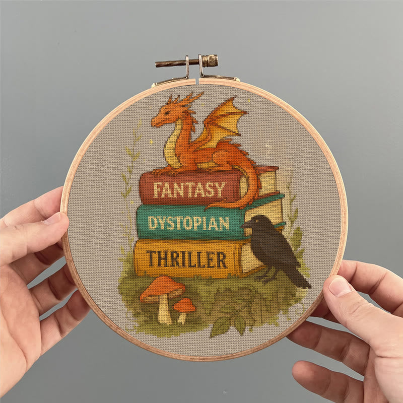  Cross Stitch Kit - Whimsical Dragon With Book | Fantasy Needlepoint | Nice Room Decor - image 5