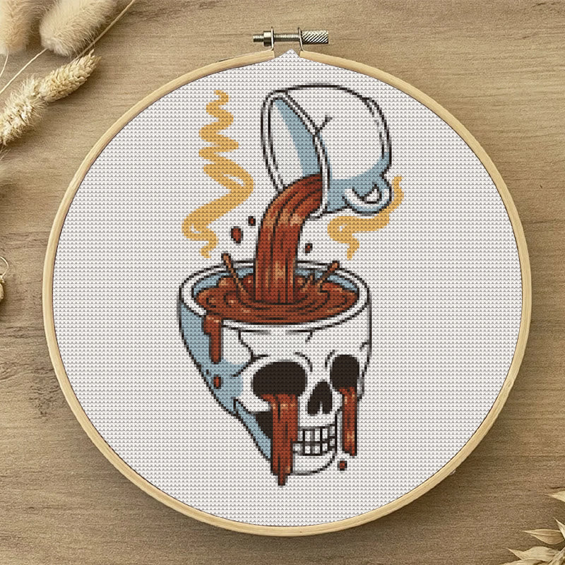 Cross Stitch Kit - Coffee Skull | Spooky Halloween Craft | Easy Stitch Artwork - image 4