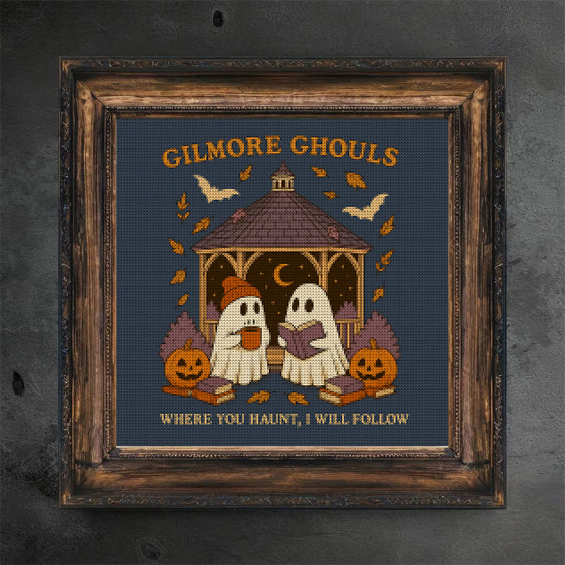 Cross Stitch Kit - Haunted Ghost | Spooky Autumn Art | Diy Halloween Craft  - Haunted Ghost - image 0