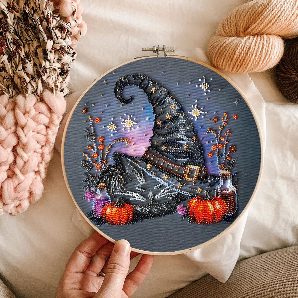 Rubbyoo Bead Embroidery Kit - Magic Hat | Diy Halloween Craft | Whimsical Decorative Handicraft  - image 1