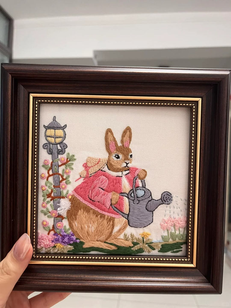 Rubbyoo Embroidery Kit - Scenery Series Needlecraft | Diy Home Decor | Unique Housewarming Gift - Watering Bunny - image 10