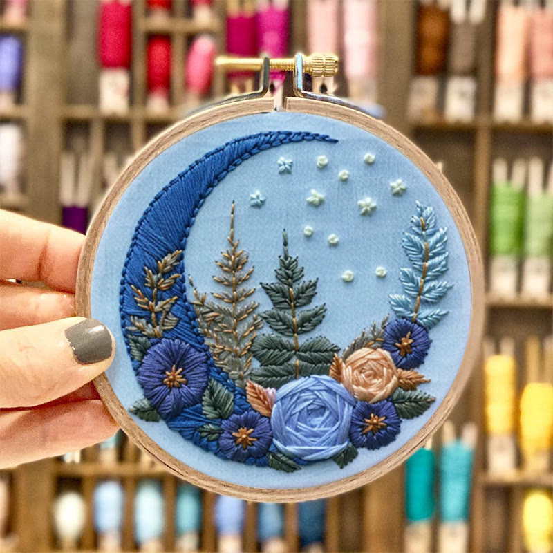 Rubbyoo Embroidery Kit - Floral Moom | Diy Celestial Craft | Perfect Home Decor  - image 1