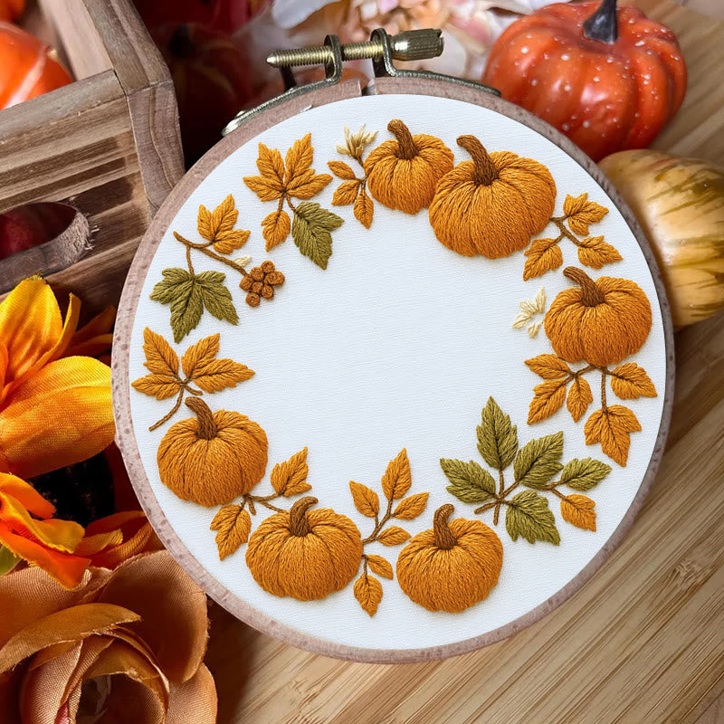 Rubbyoo Embroidery Kit - Pumpkin Wreath | Creative Needle Art | Easy Halloween Handicraft - image 5