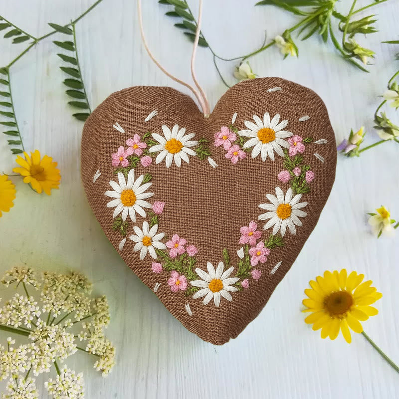 Rubbyoo Heart Embroidery Kit - Little Daisy | Floral Hanging Craft | Diy Fashion Accessories - image 3