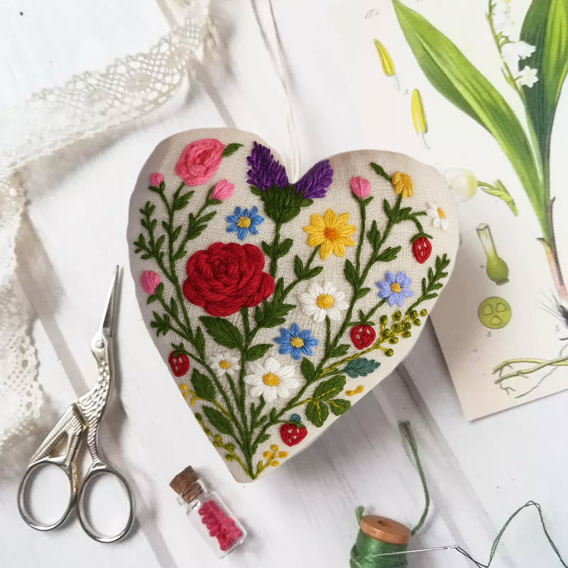 Rubbyoo Heart Embroidery Kit - Charming Rose | Perfect Gift For Her | Diy Craft For Flower Lovers - 6 inches hoop kit - image 0