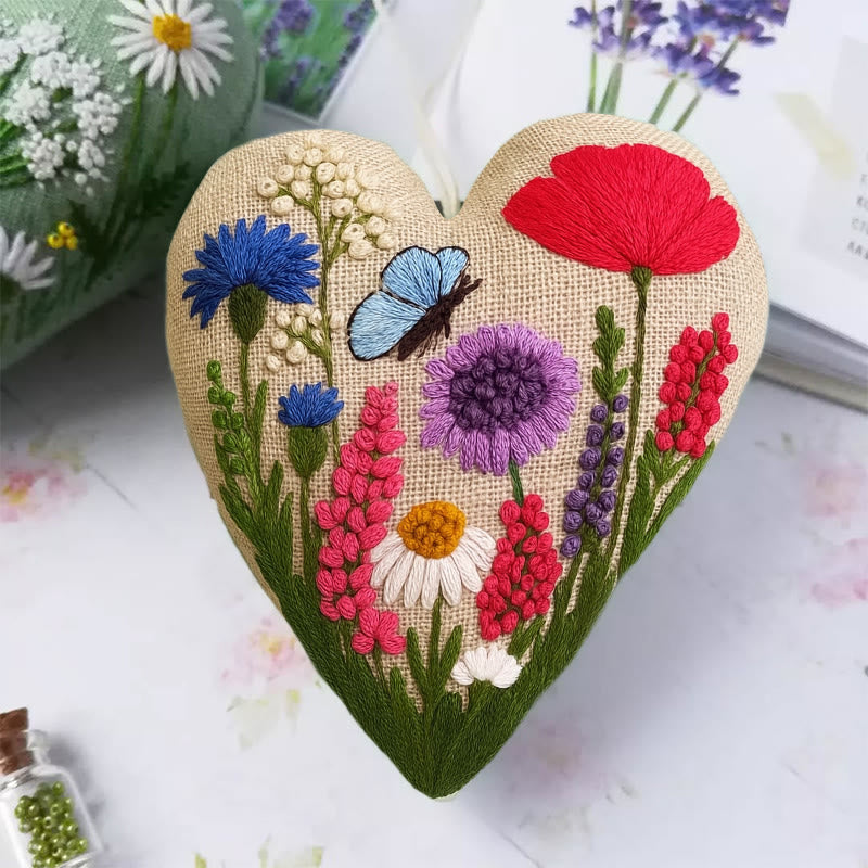 Rubbyoo Heart Embroidery Kit - Spring View | Diy Flower Art | Perfect Handicraft For Her - image 1