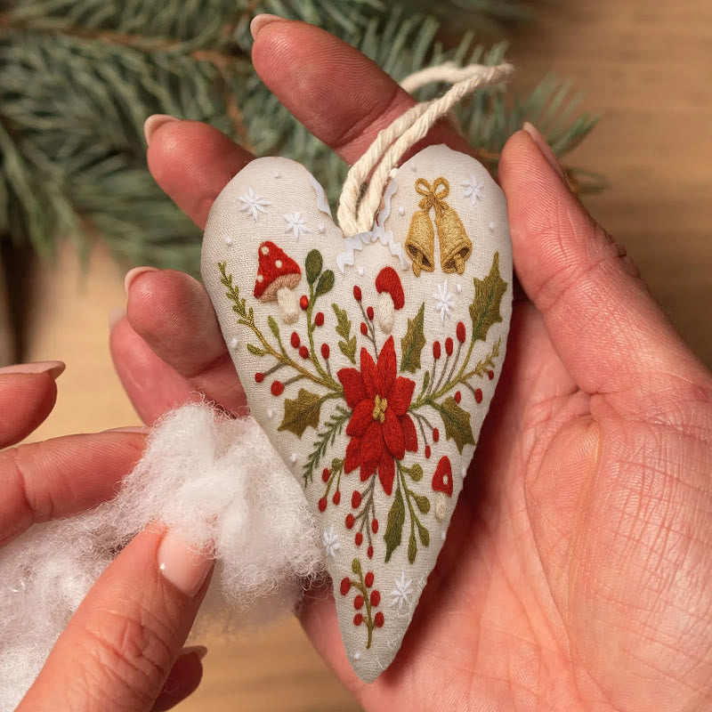 Rubbyoo Heart Embroidery Kit - Christmas Poinsettia | Diy Christmas Ornaments | Nice Home Hanging - image 6