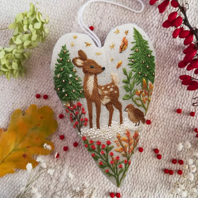 Rubbyoo Heart Embroidery Kit - Winter Elk | Diy Christmas Tree Decor | Unique Handmade Gift - image 6