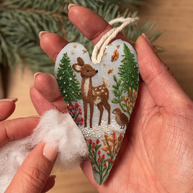 Rubbyoo Heart Embroidery Kit - Winter Elk | Diy Christmas Tree Decor | Unique Handmade Gift - image 5