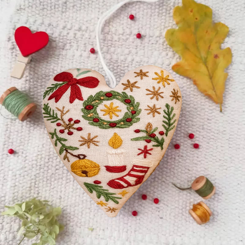 Rubbyoo Heart Embroidery Kit - Christmas Wreath | Personalized Hanging Decor | Unique Needle Craft - image 1