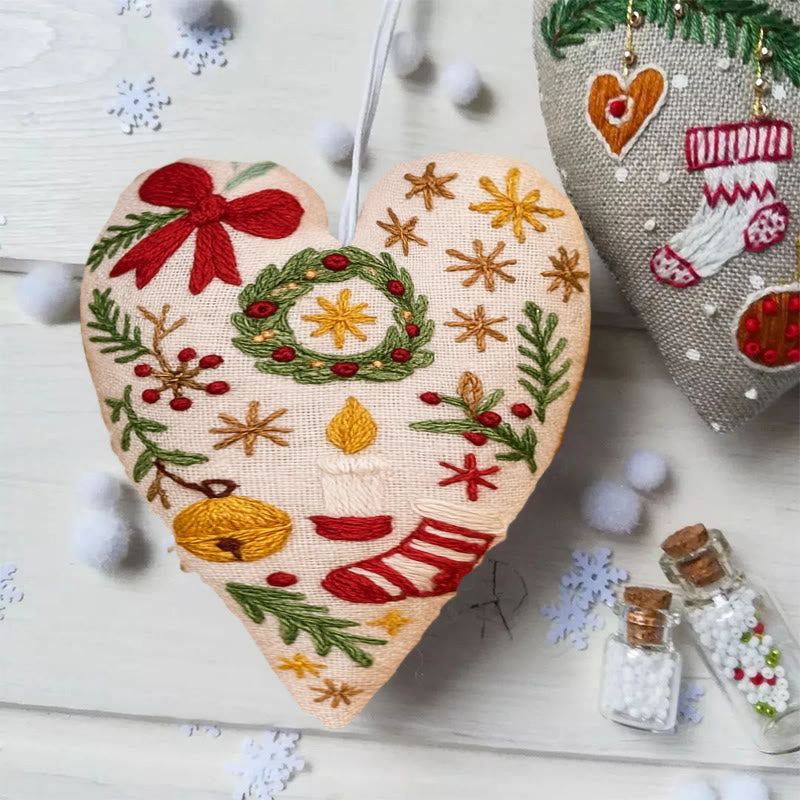 Rubbyoo Heart Embroidery Kit - Christmas Wreath | Personalized Hanging Decor | Unique Needle Craft - image 3