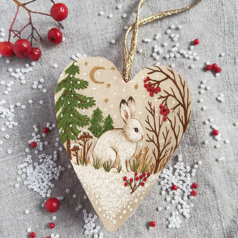 Rubbyoo Heart Embroidery Kit - White Rabbit | Adorable Animal Craft | Diy Christmas Hanging Art - image 3