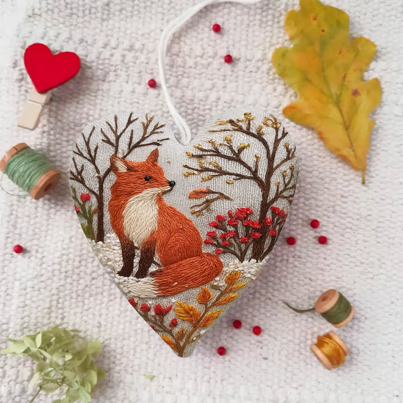 Rubbyoo Heart Embroidery Kit - Winter Fox | Diy Animal Craft | Unique Car Hanging Decor - image 2