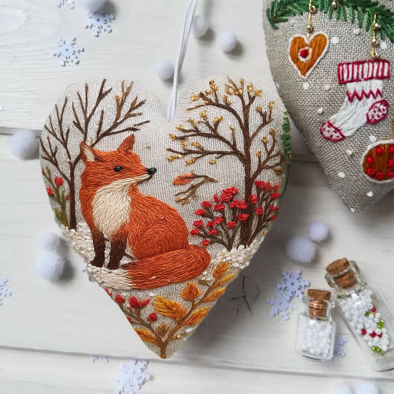 Rubbyoo Heart Embroidery Kit - Winter Fox | Diy Animal Craft | Unique Car Hanging Decor - image 3