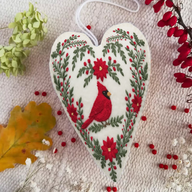 Rubbyoo Heart Embroidery Kit - Red Cardinal | Stunning Bird Craft | Perfect Christmas Hanging  - image 4