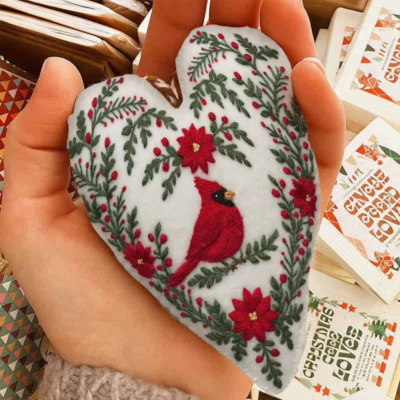 Rubbyoo Heart Embroidery Kit - Red Cardinal | Stunning Bird Craft | Perfect Christmas Hanging  - image 7