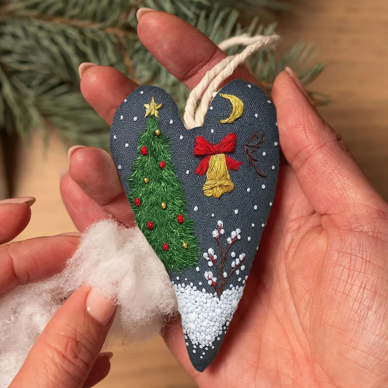 Rubbyoo Heart Embroidery Kit - Christmas Night | Diy Holiday Needlepoint | Christmas Home Ornament - image 6