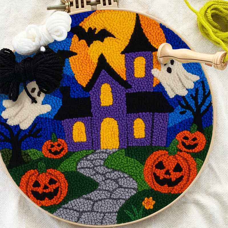 Halloween Night Punch Needle Kit - Spooky Castle Craft | Diy Needle Artwork - image 3