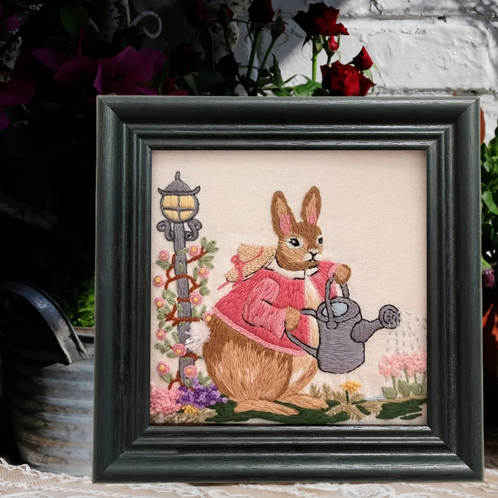 Rubbyoo Embroidery Kit - Watering Bunny | Adorable Animal Craft | Perfect Wall Ornament - image 4
