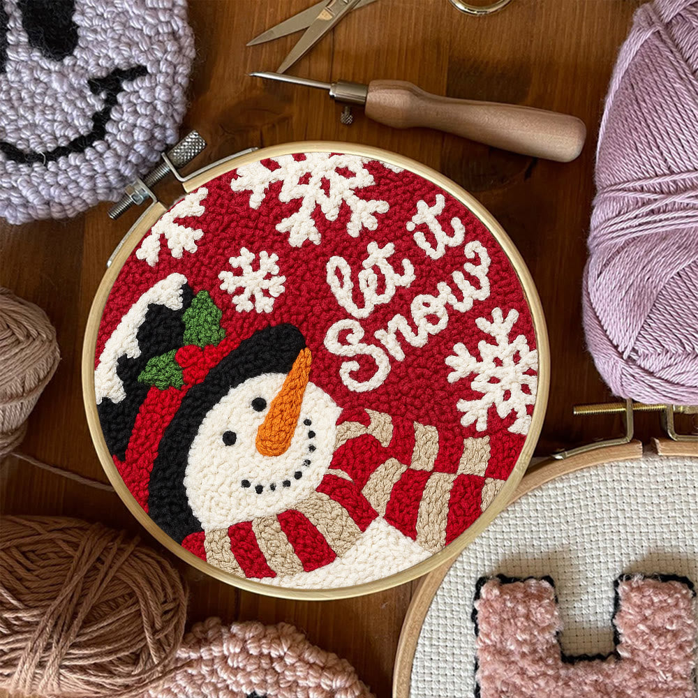 Happy  Snowman Punch Needle Kit - Diy Christmas Collection | Christmas Tree Hanging Art  - image 9