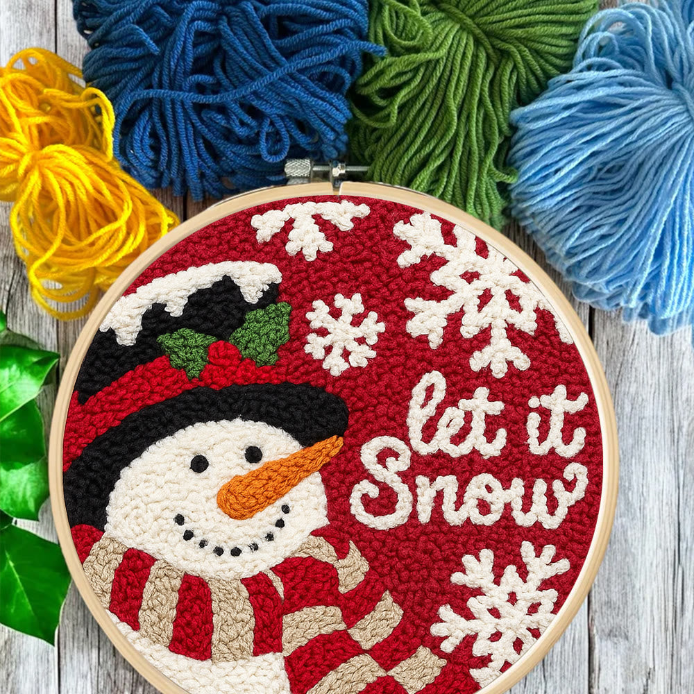 Happy  Snowman Punch Needle Kit - Diy Christmas Collection | Christmas Tree Hanging Art  - image 3