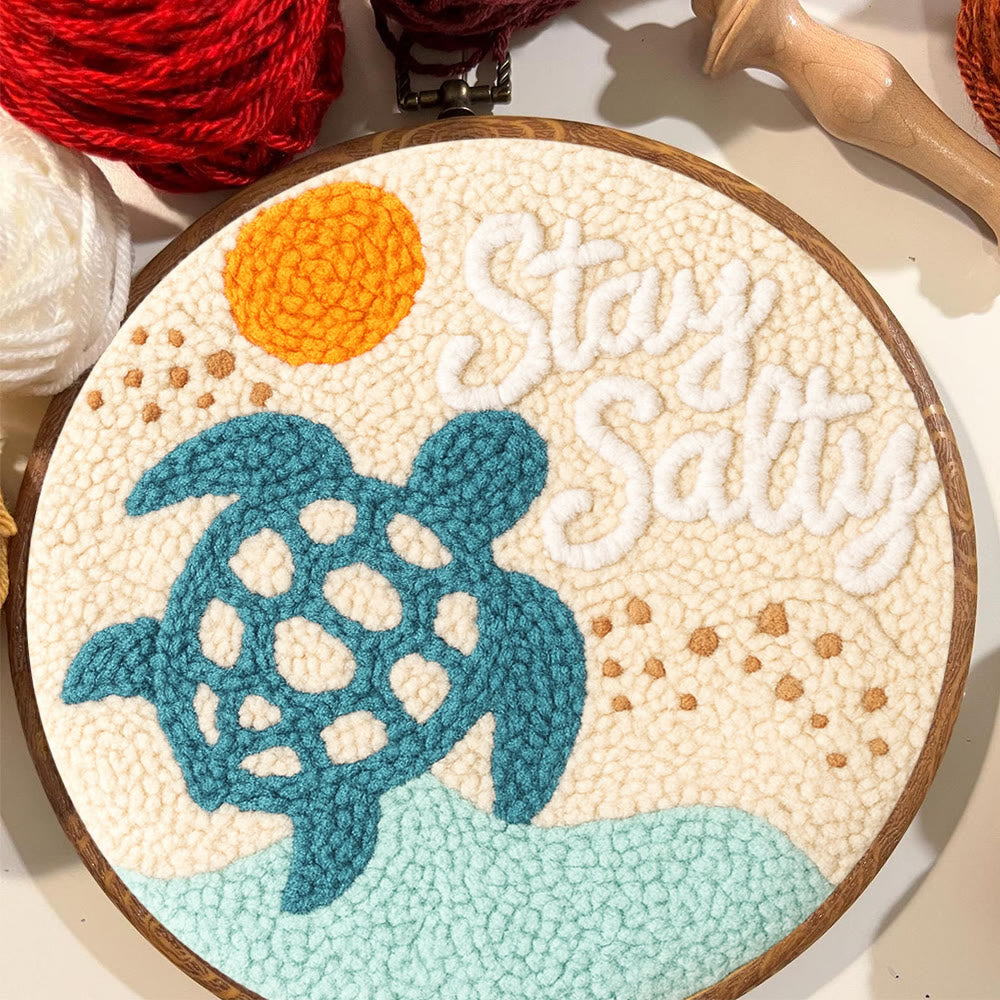 Seaside Turtle Punch Needle Kit - Summer Handmade Decoration |  Diy Needle Craft  - image 1