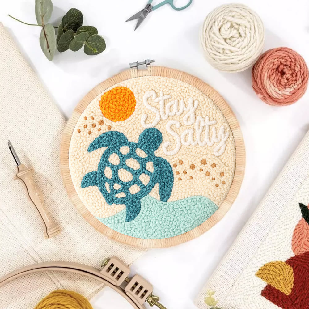 Seaside Turtle Punch Needle Kit - Summer Handmade Decoration |  Diy Needle Craft  - image 4