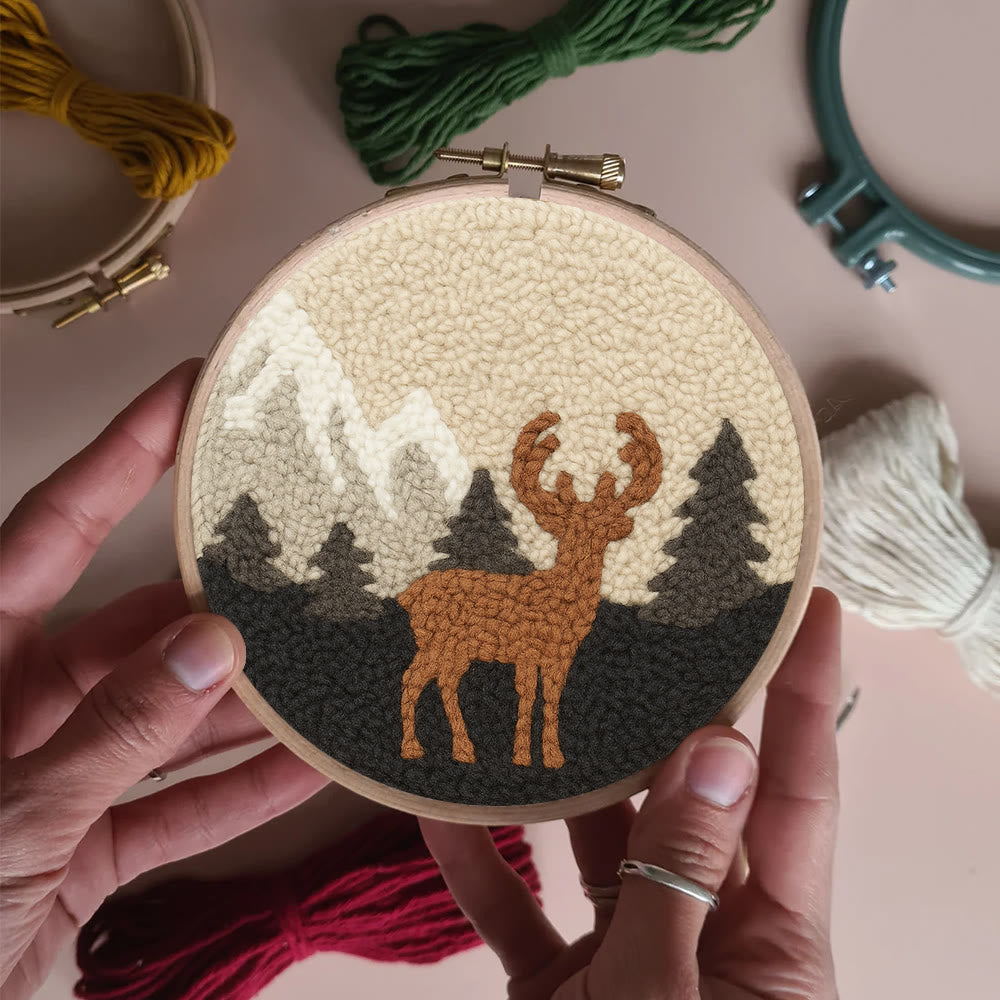  Lonely Deer Punch Needle Kit - Animal Hoop Art | Beginner Needle Craft  - image 3