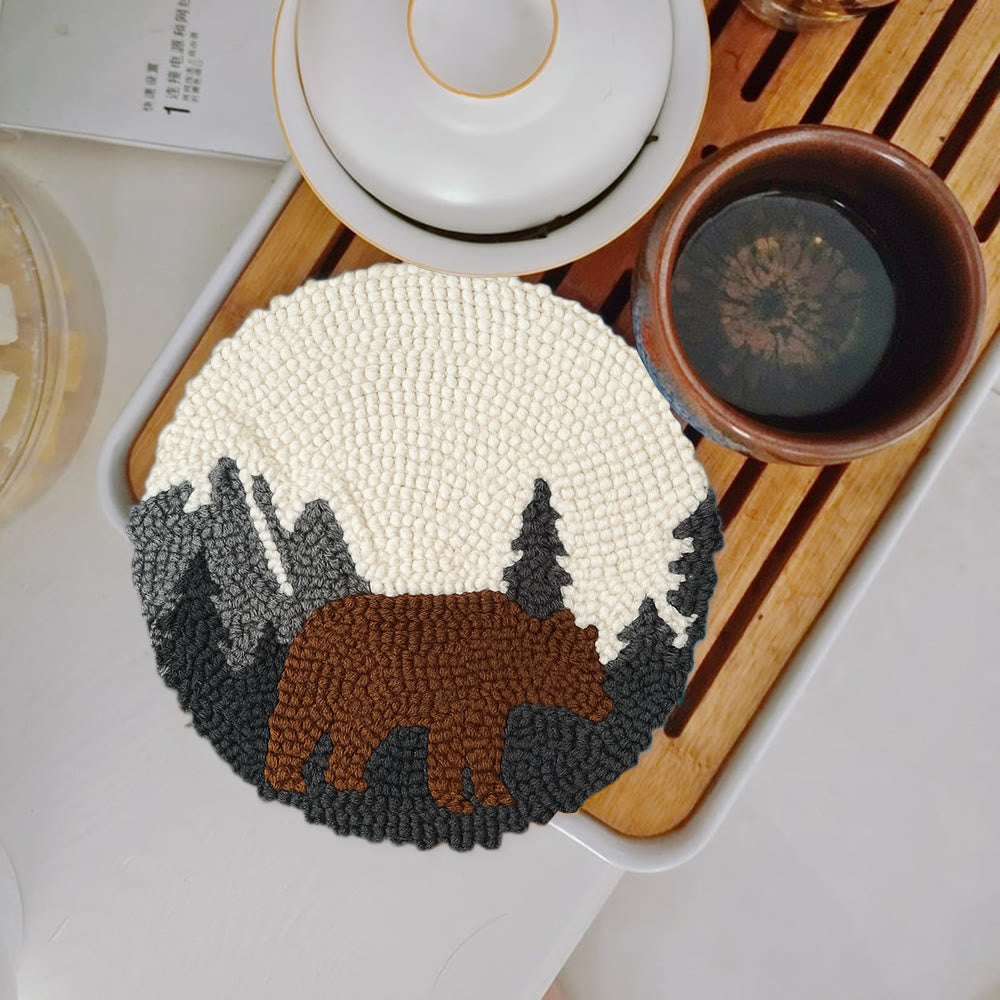Fierce Bear Punch Needle Kit - Diy Animal Coaster | Nice Desk Decor - 5 inch Coaster Kit - image 9
