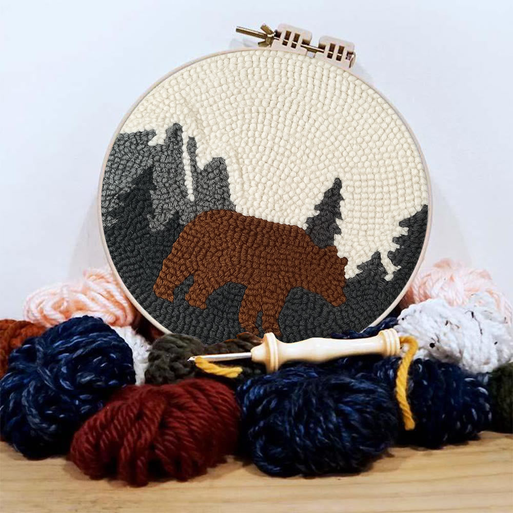 Fierce Bear Punch Needle Kit - Diy Animal Coaster | Nice Desk Decor - image 3