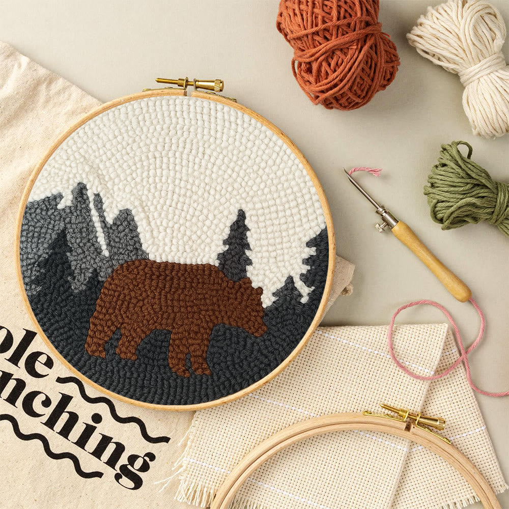 Fierce Bear Punch Needle Kit - Diy Animal Coaster | Nice Desk Decor - image 5
