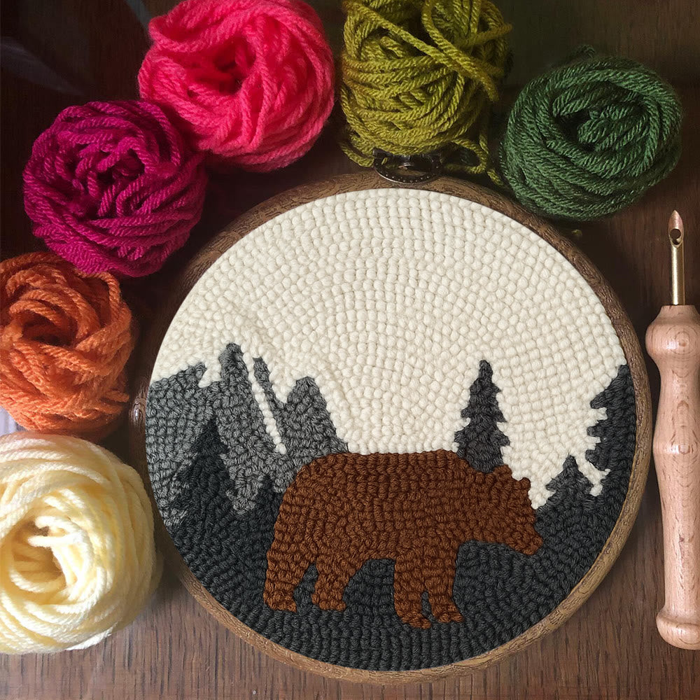 Fierce Bear Punch Needle Kit - Diy Animal Coaster | Nice Desk Decor - image 2