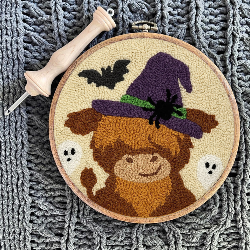 Wizard Cow Punch Needle Kit - Spooky Handmade Decoration | Personalized Animal Craft - image 5