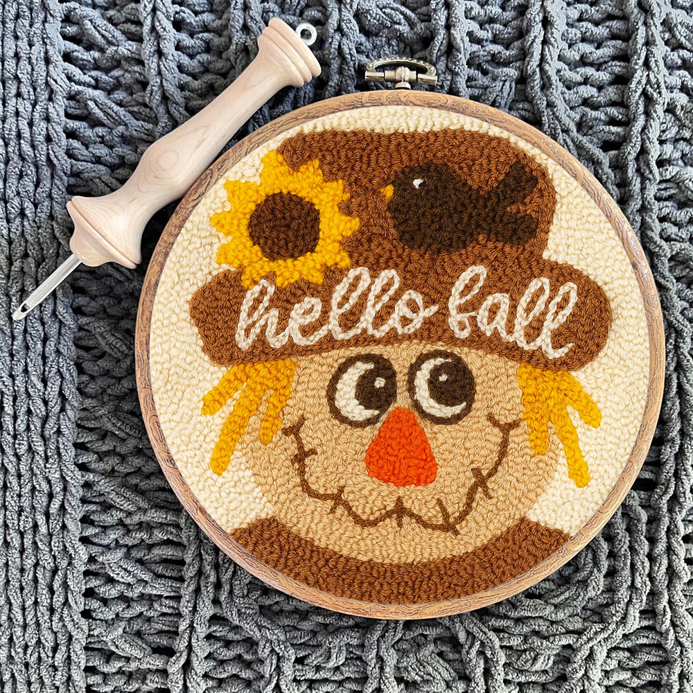Fall Scarecrow Punch Needle Kit - Autumn Home Ornament | Diy Hanging Art - image 6