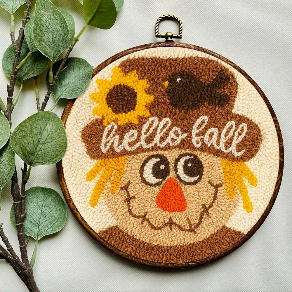 Fall Scarecrow Punch Needle Kit - Autumn Home Ornament | Diy Hanging Art - image 8