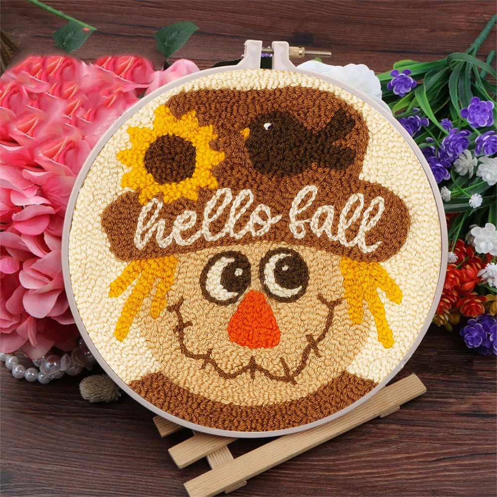 Fall Scarecrow Punch Needle Kit - Autumn Home Ornament | Diy Hanging Art - image 9