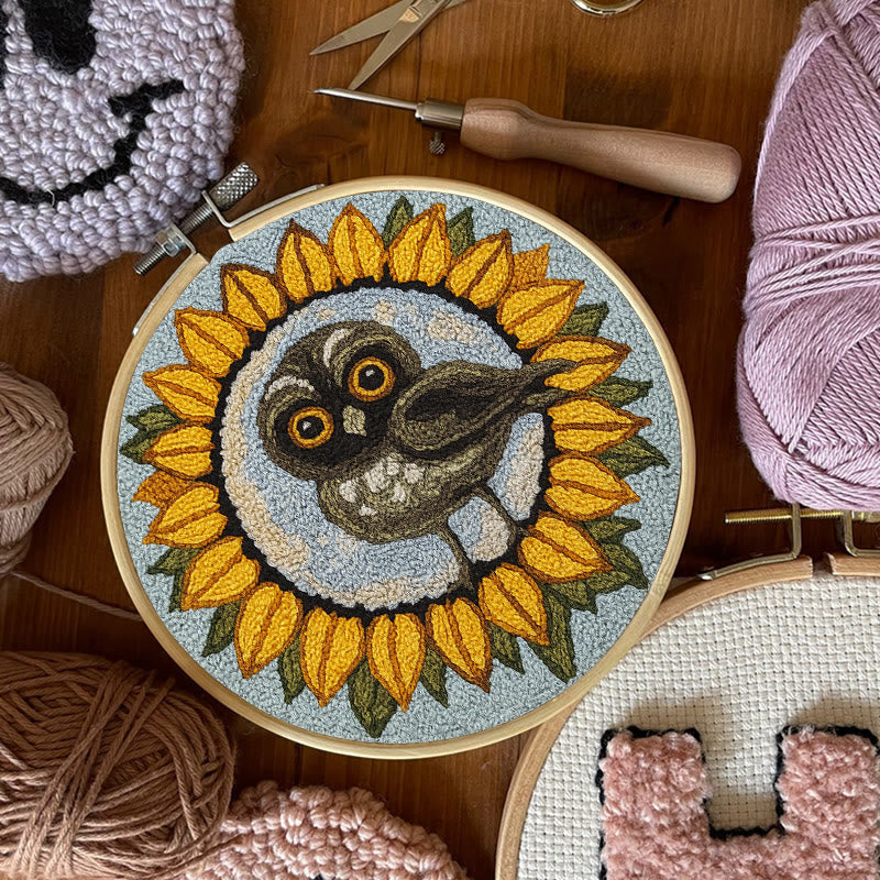  Sunflower Owl Punch Needle Kit - Floral Handmade Art | Creative Home Decor - image 3