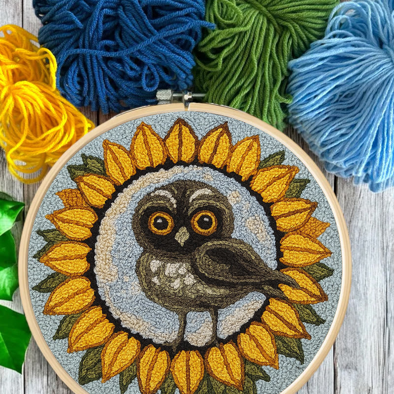  Sunflower Owl Punch Needle Kit - Floral Handmade Art | Creative Home Decor - image 9