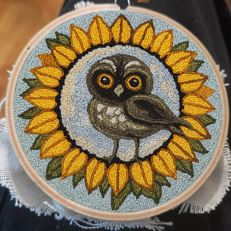  Sunflower Owl Punch Needle Kit - Floral Handmade Art | Creative Home Decor - image 2