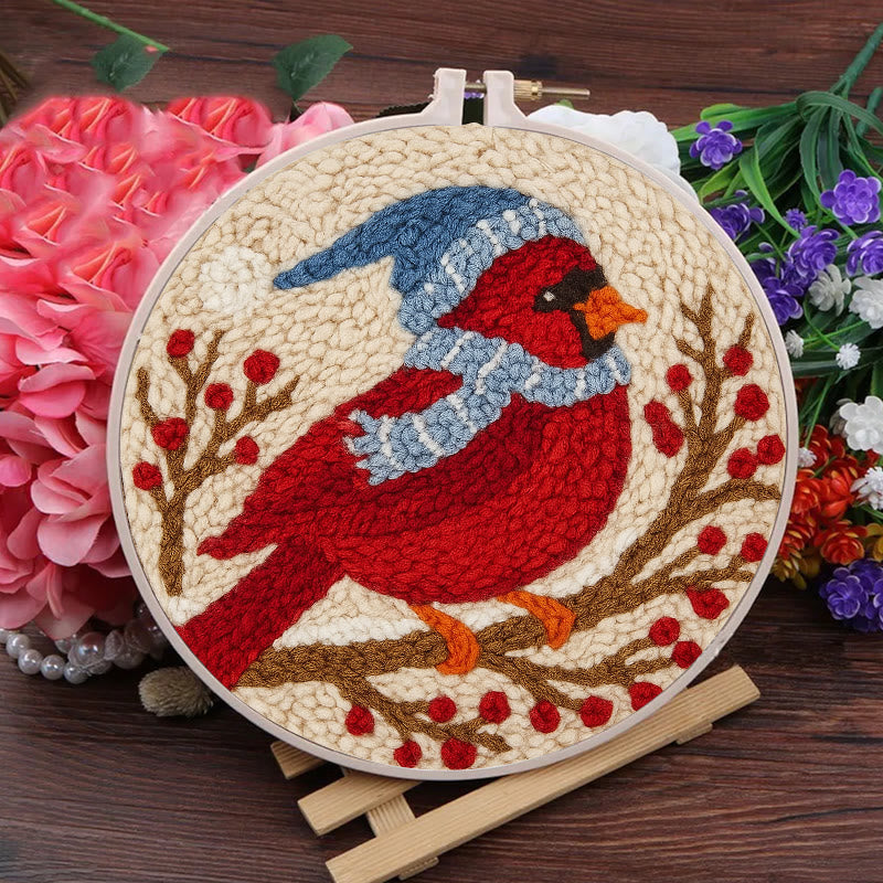 Winter Cardinal Bird Punch Needle Kit - Christmas Gift For Craft Lover | Holiday Home Decor  - image 4