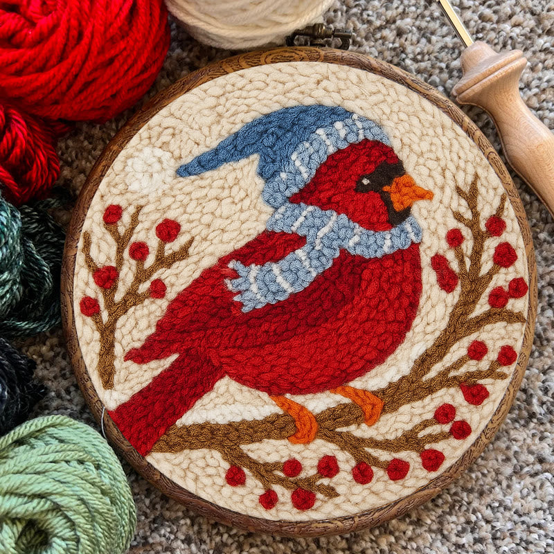 Winter Cardinal Bird Punch Needle Kit - Christmas Gift For Craft Lover | Holiday Home Decor  - image 3