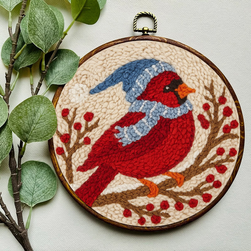 Winter Cardinal Bird Punch Needle Kit - Christmas Gift For Craft Lover | Holiday Home Decor  - image 9