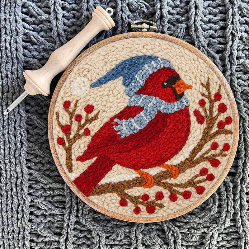 Winter Cardinal Bird Punch Needle Kit - Christmas Gift For Craft Lover | Holiday Home Decor  - image 5
