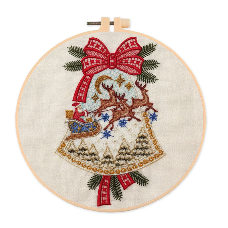 Rubbyoo Embroidery Kit - Christmas Bell | Diy Christmas Tree Hanging | Unique Holiday Decoration - 20*20cm - image 0