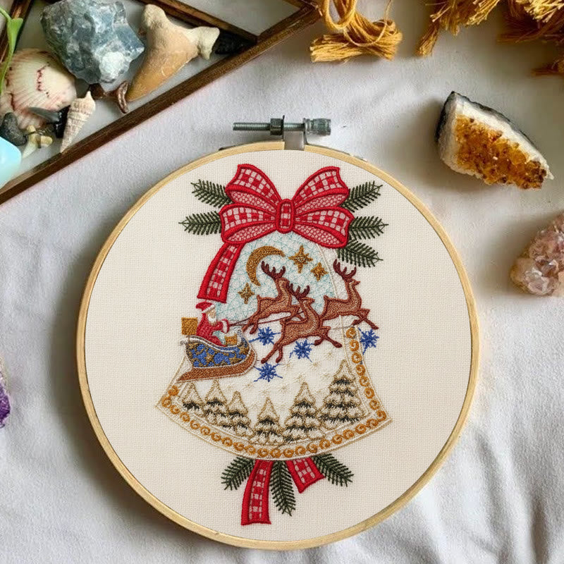 Rubbyoo Embroidery Kit - Christmas Bell | Diy Christmas Tree Hanging | Unique Holiday Decoration - image 1