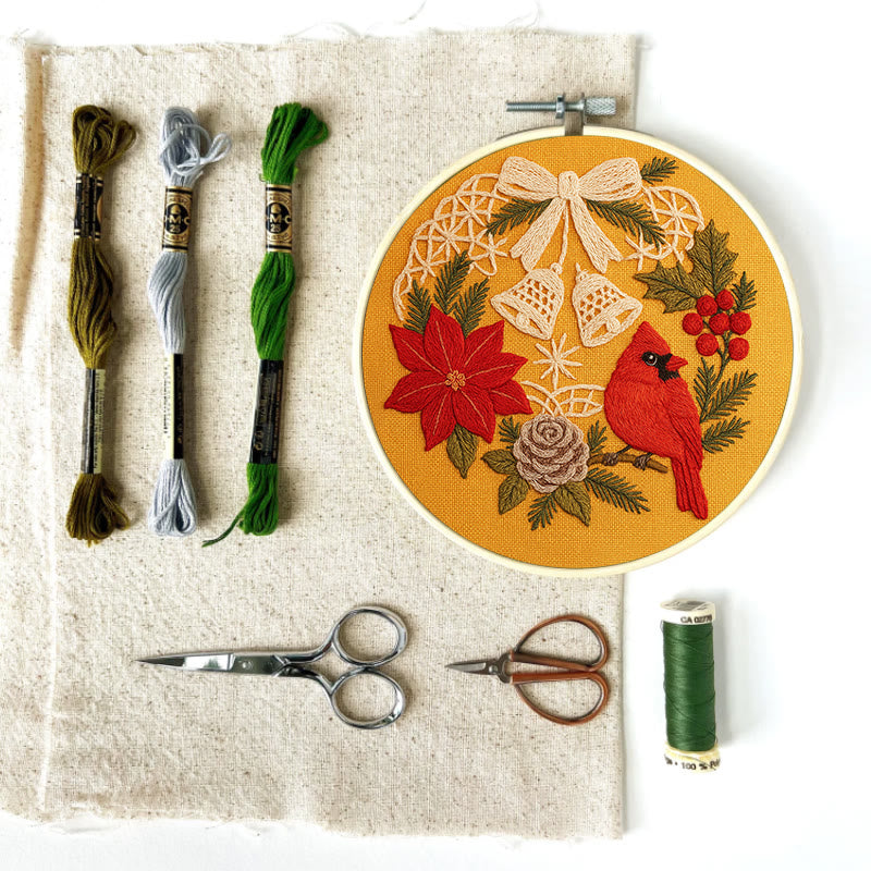 Rubbyoo Embroidery Kit - Christmas Celebration | Cardinal Bird Handicraft | Decorative Hoop Art - image 10