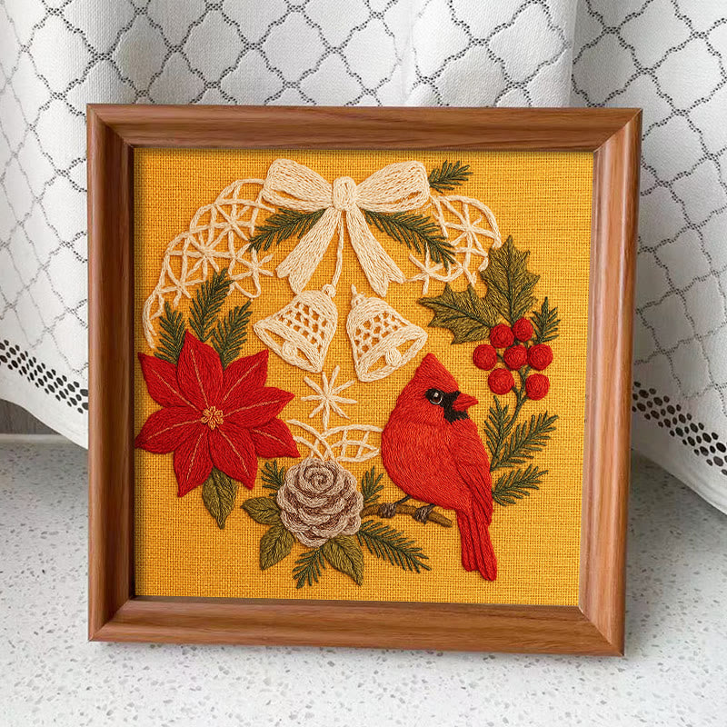 Rubbyoo Embroidery Kit - Christmas Celebration | Cardinal Bird Handicraft | Decorative Hoop Art - Embroidery Kit Plus An Extra Frame - image 12