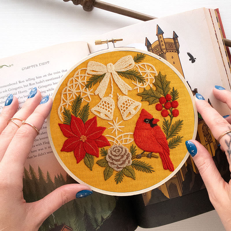 Rubbyoo Embroidery Kit - Christmas Celebration | Cardinal Bird Handicraft | Decorative Hoop Art - image 9