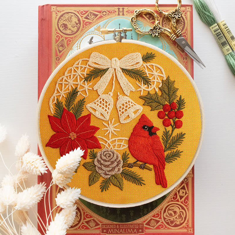 Rubbyoo Embroidery Kit - Christmas Celebration | Cardinal Bird Handicraft | Decorative Hoop Art - image 7