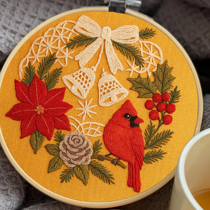 Rubbyoo Embroidery Kit - Christmas Celebration | Cardinal Bird Handicraft | Decorative Hoop Art - image 5